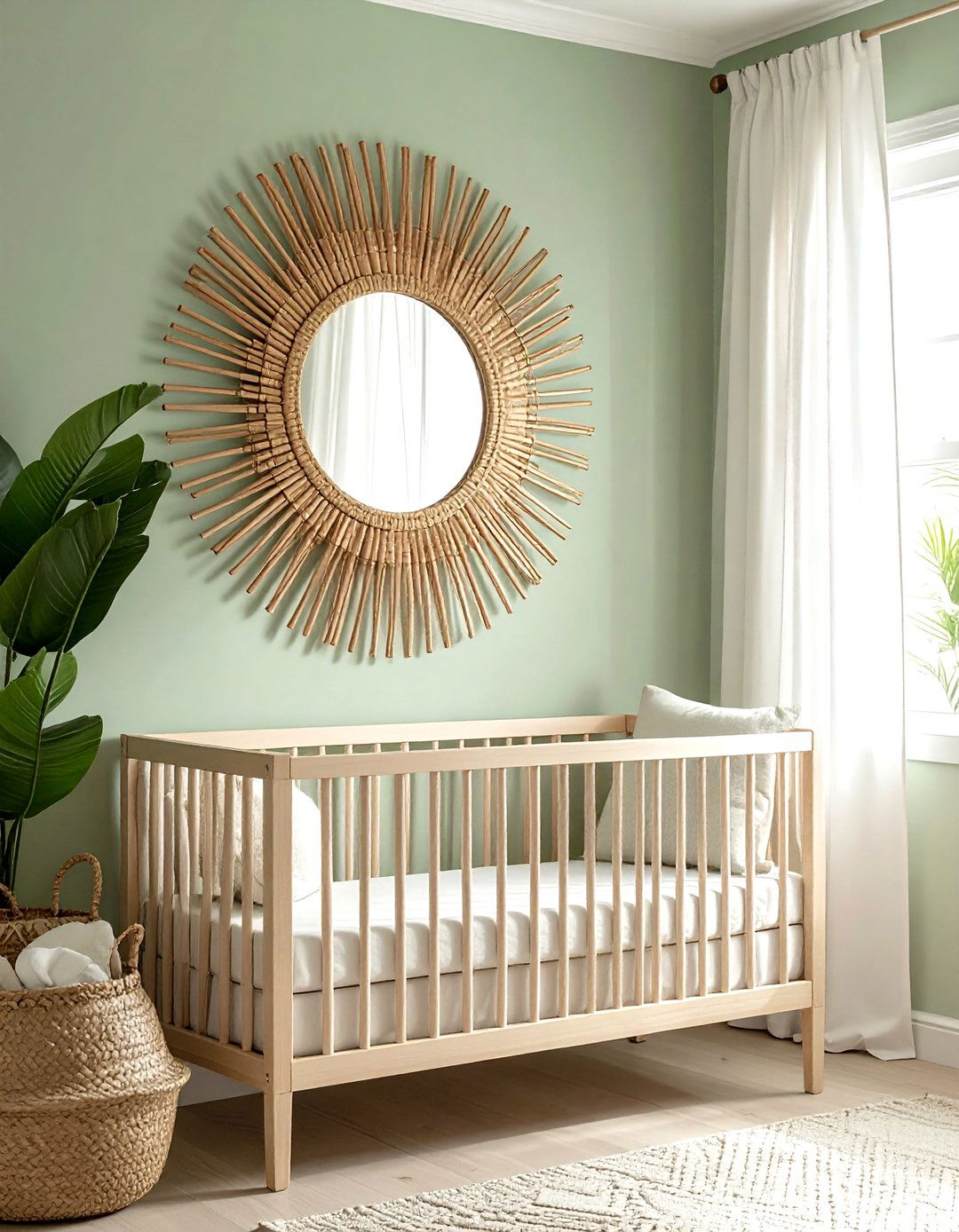 Rattan Sun Wall Mirror - 30 mirror wall decor ideas