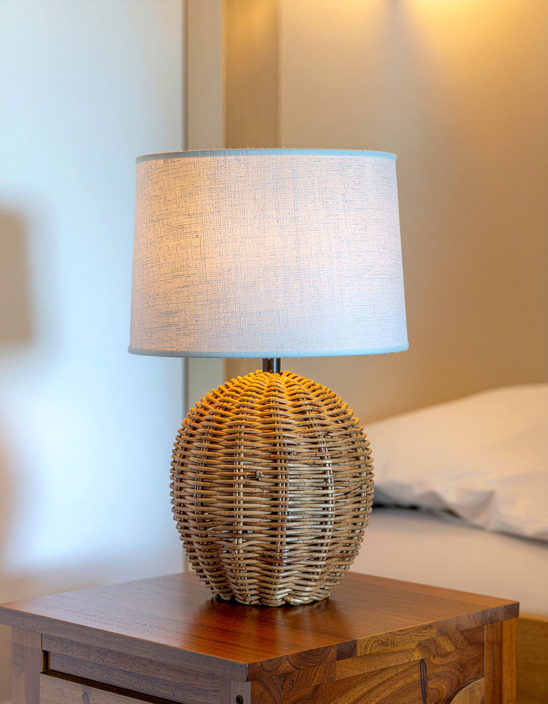 Rattan Table Lamp - 30 woven bedroom ideas