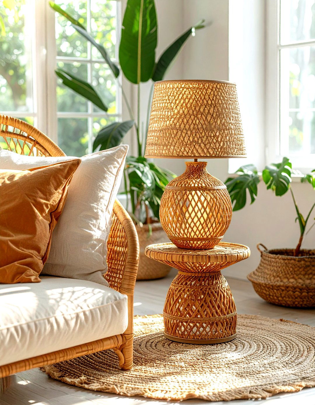 Rattan Table Lamp - 30 accent lamp ideas