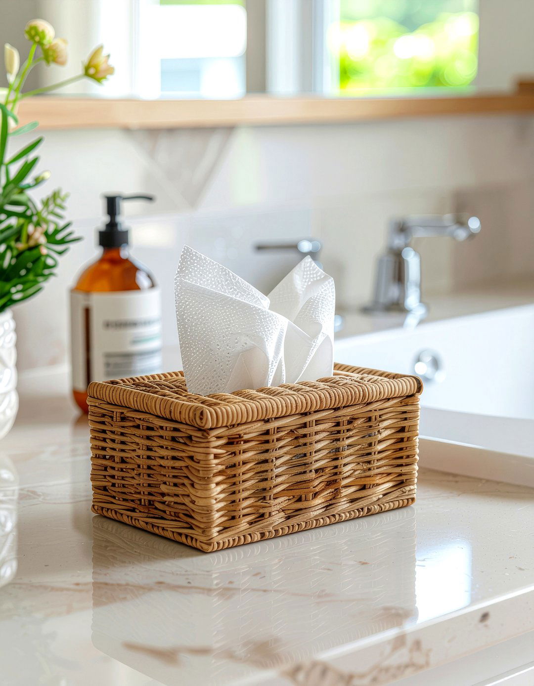 Rattan Tissue Box - 30 bathroom finishing touch ideas