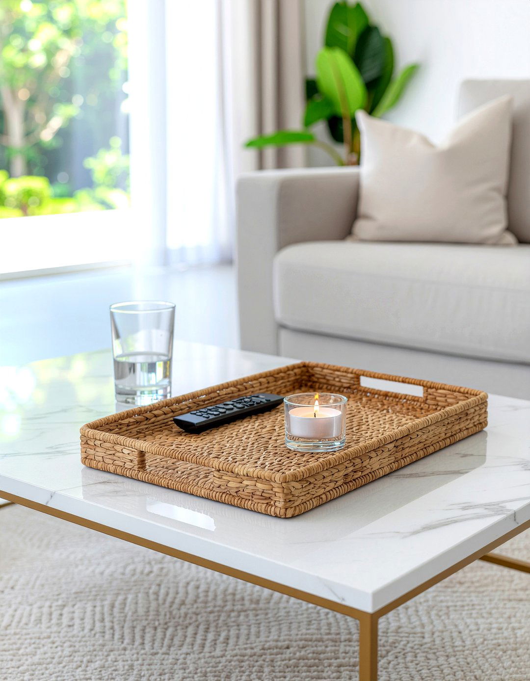 Rattan Tray - 30 rattan living room ideas