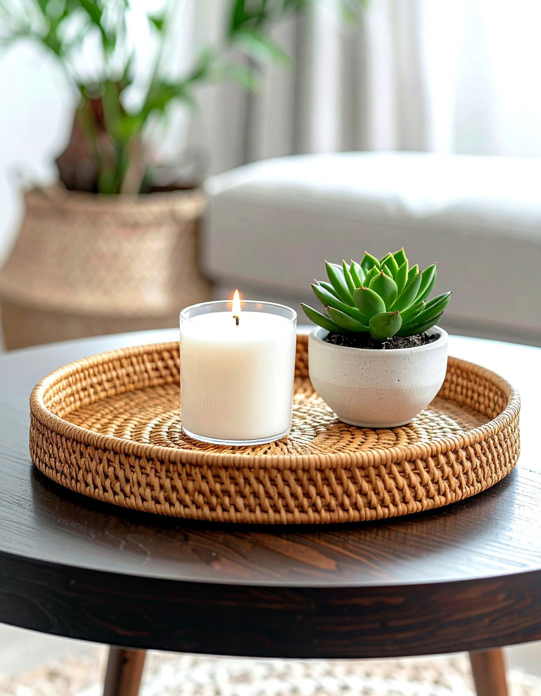 Rattan Tray Decor - 30 basket decor ideas