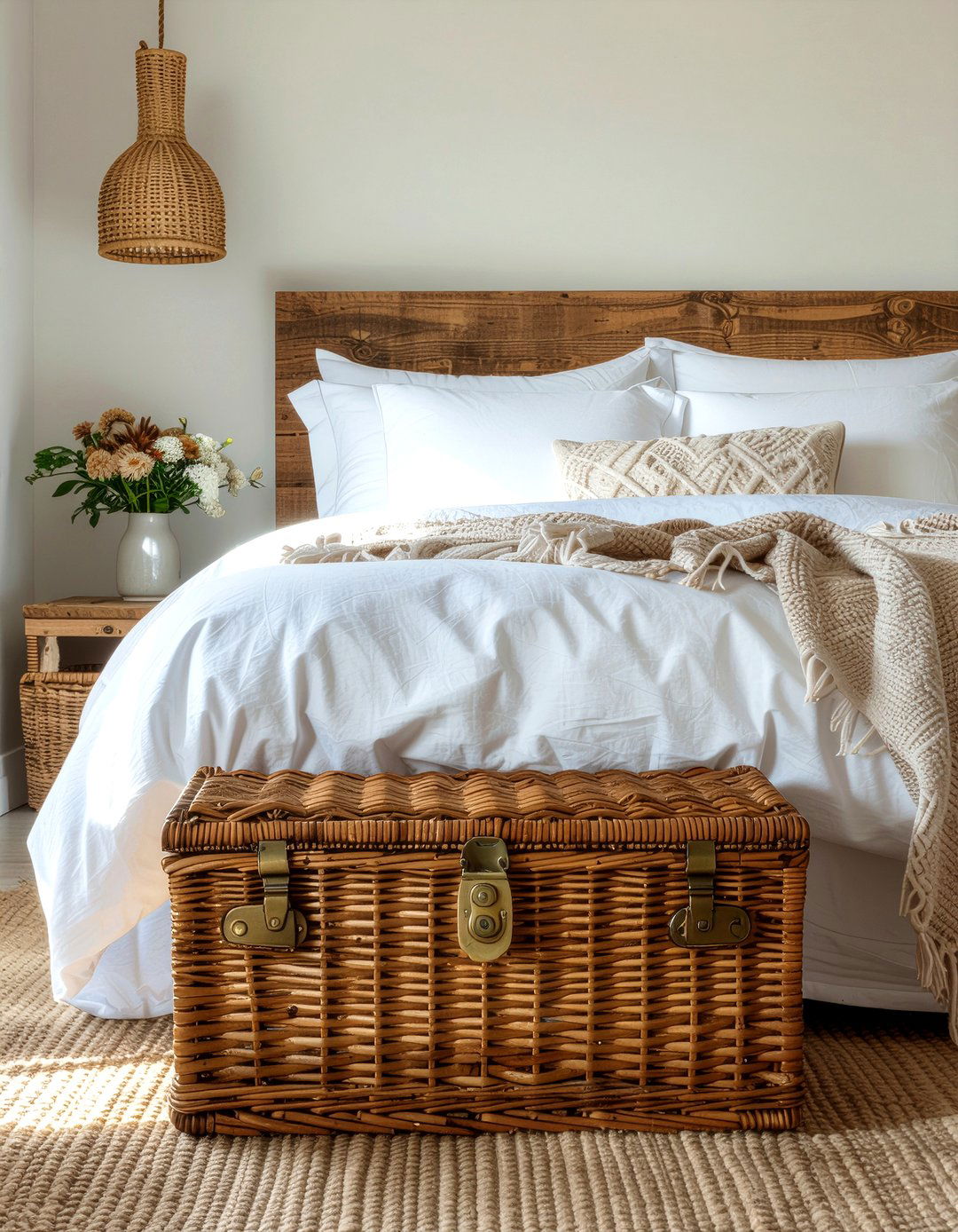 Rattan Trunk - 30 rattan bedroom ideas