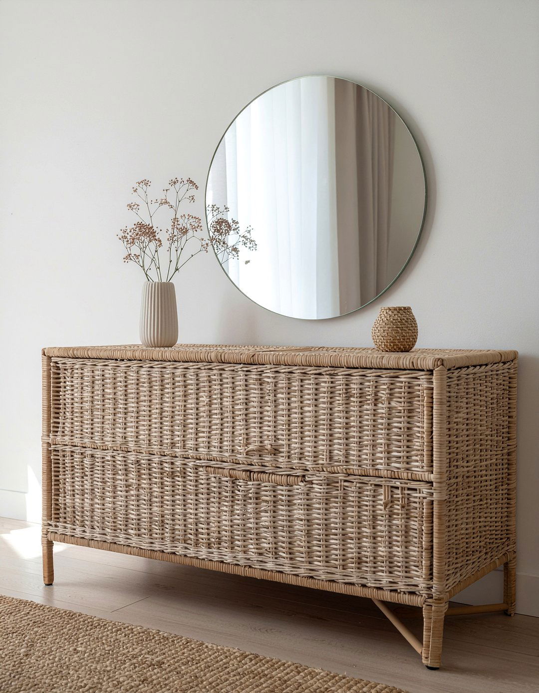 Rattan Vanity - 30 rattan bedroom ideas
