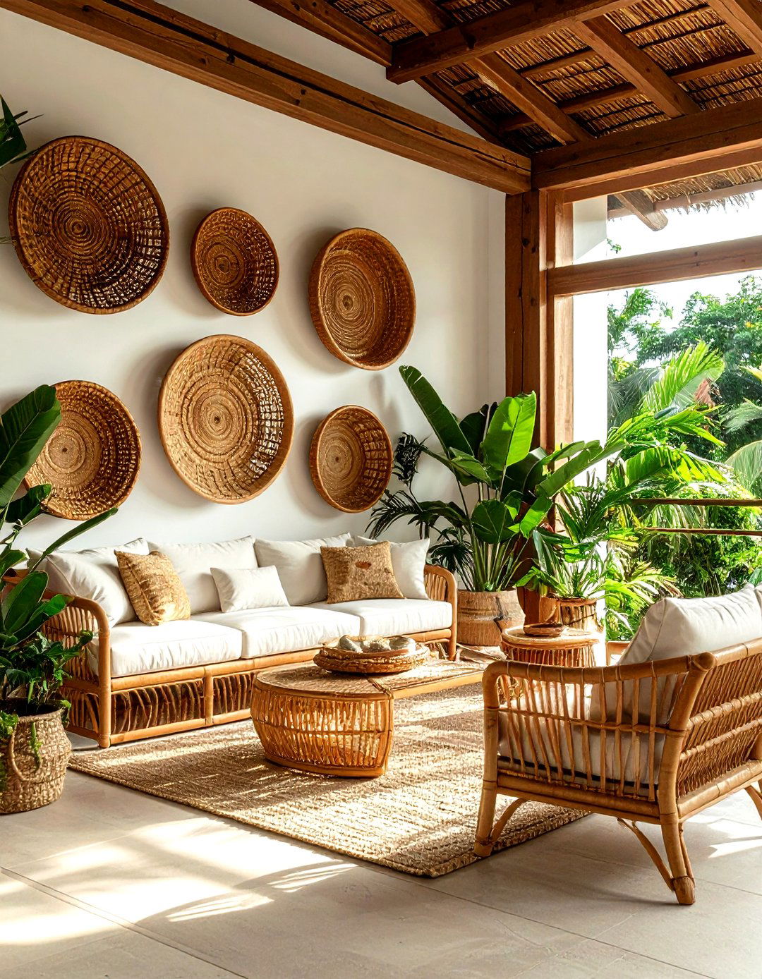 Rattan Wall Basket Arrangement - 30 basket wall decor ideas