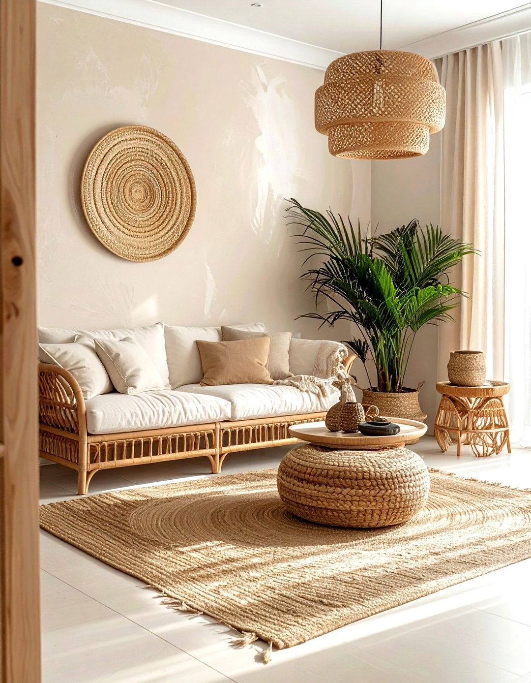 Rattan Wall Decor - 30 living room wall texture ideas