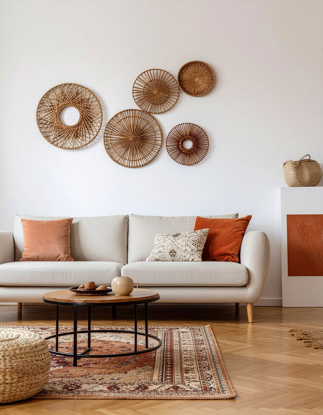 Rattan Wall Decor - 30 rattan living room ideas