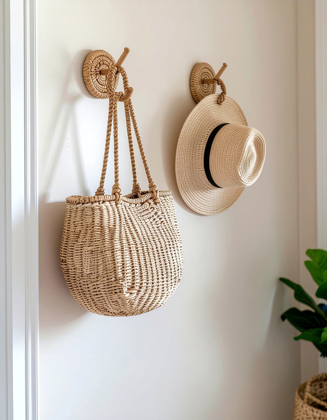 Rattan Wall Hook - 30 entryway hook ideas