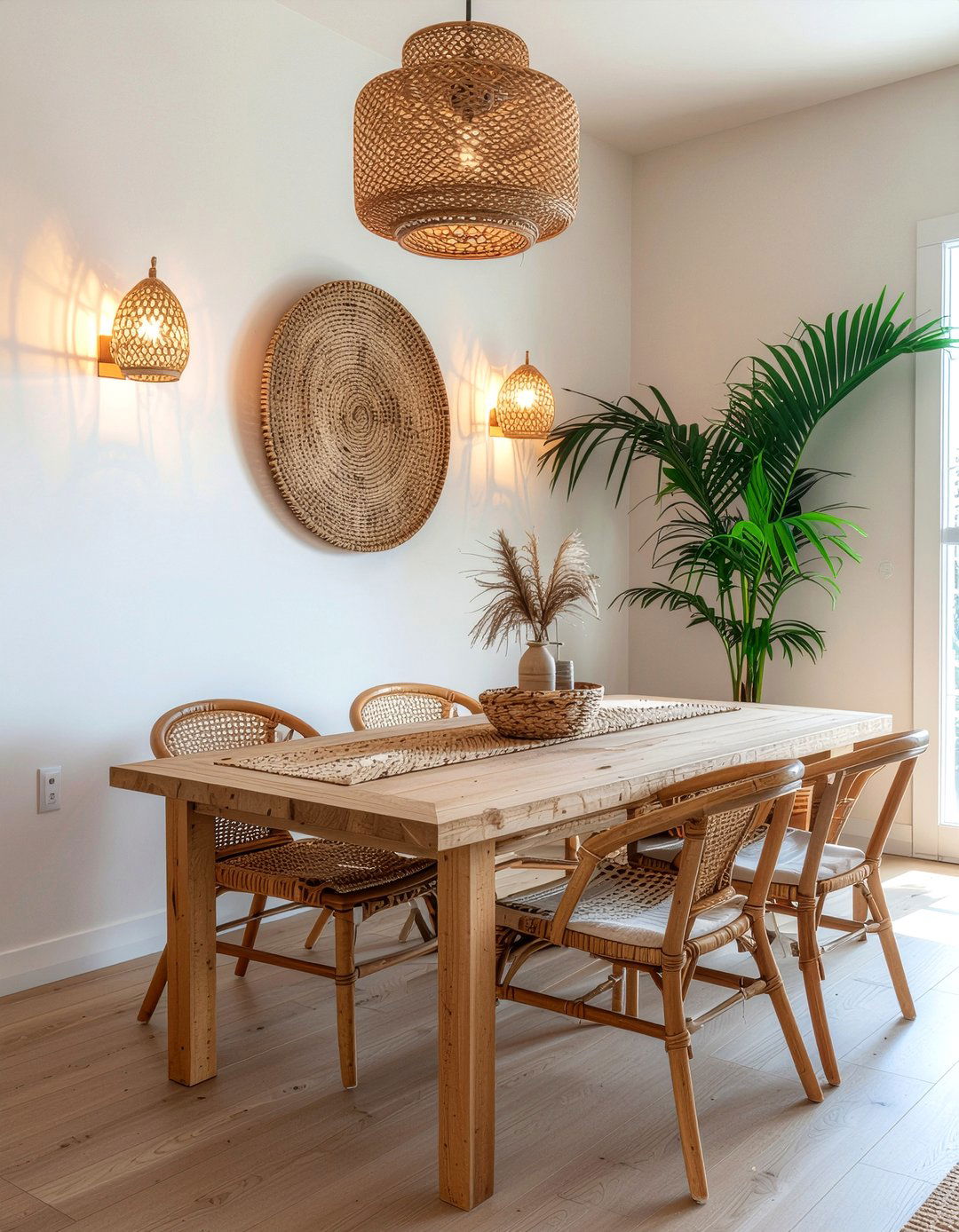 Rattan Wall Light - 30 dining room sconce ideas