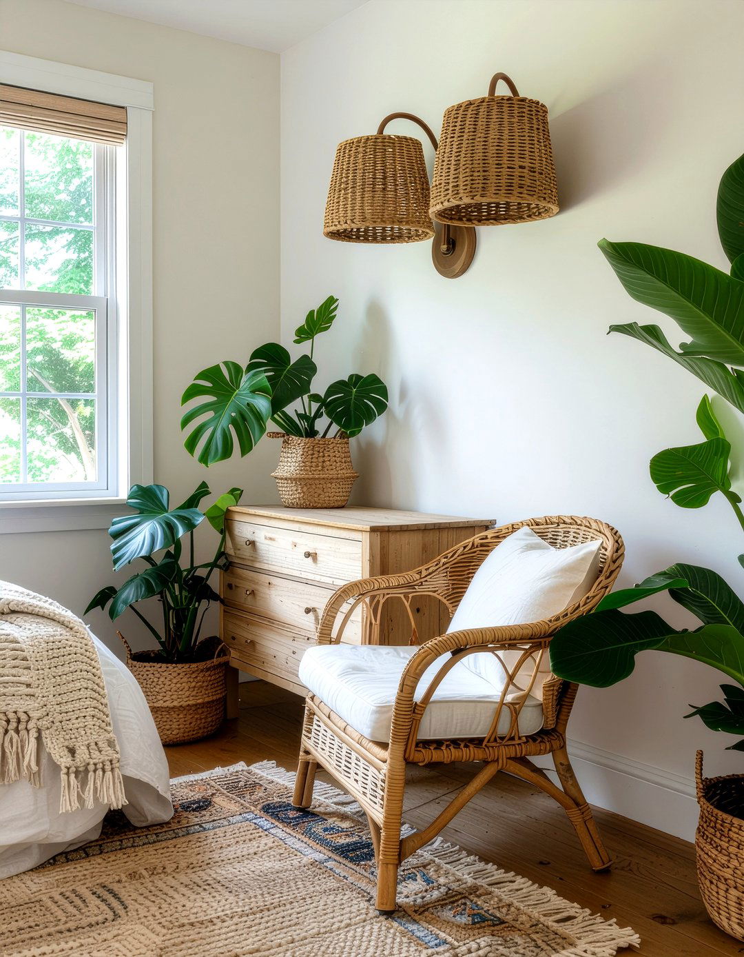 Rattan Wall Sconce - 30 bedroom vanity lights