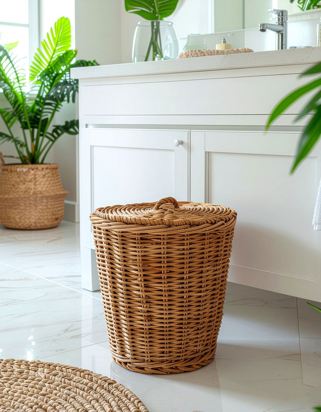 Rattan Waste Basket - 30 bathroom final detail ideas