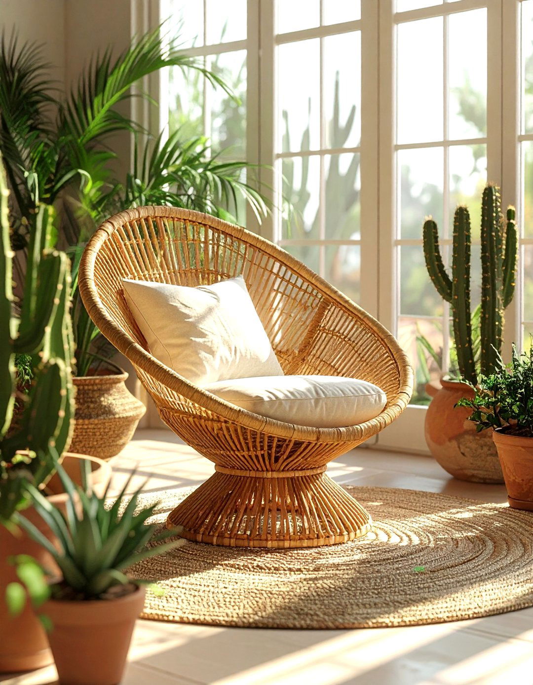 Rattan accent chair - 30 desert modern decor ideas