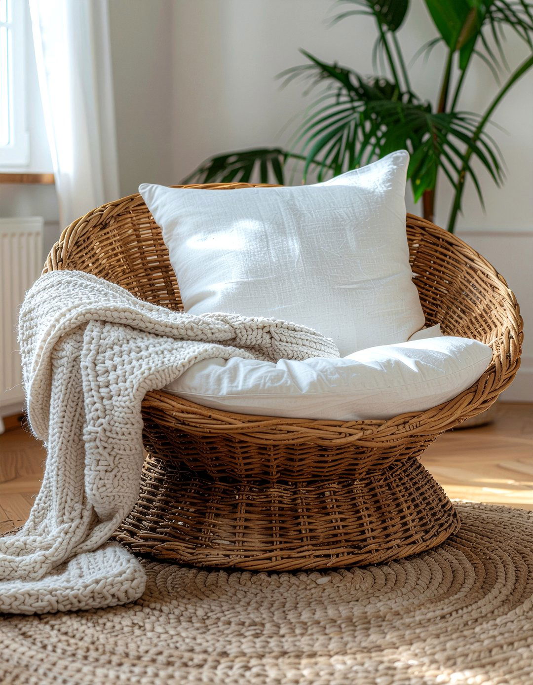 Rattan accent chair - 30 feminine living room ideas