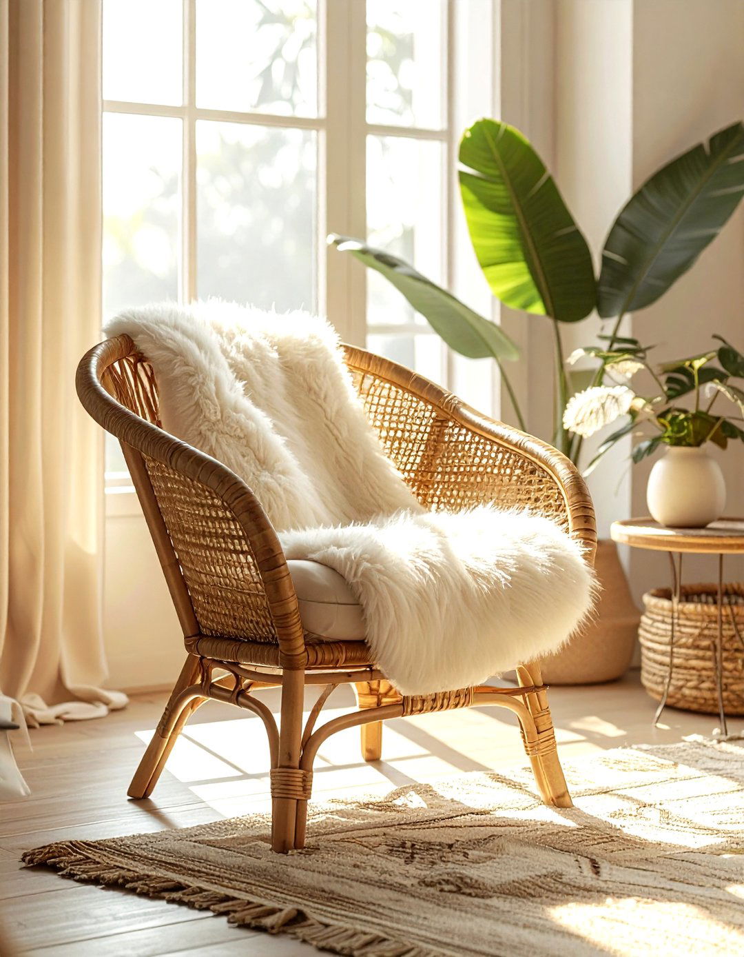 Rattan accent chair beige - 30 beige bedroom furniture ideas