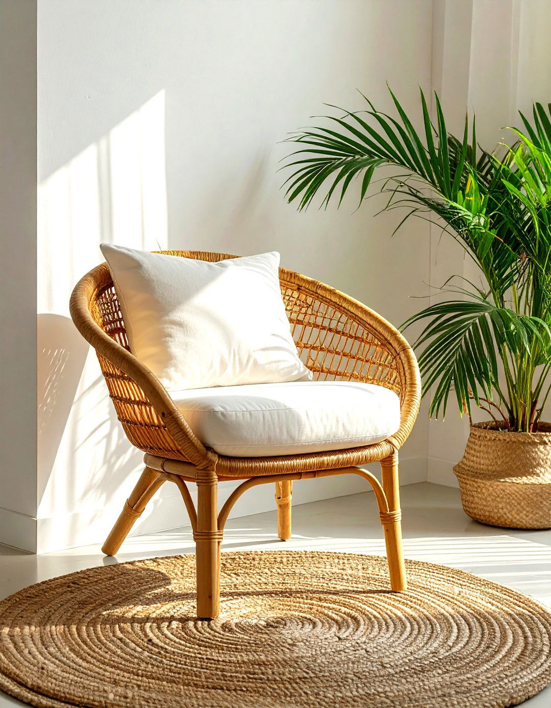 Rattan accent chair - 30 beach decor ideas