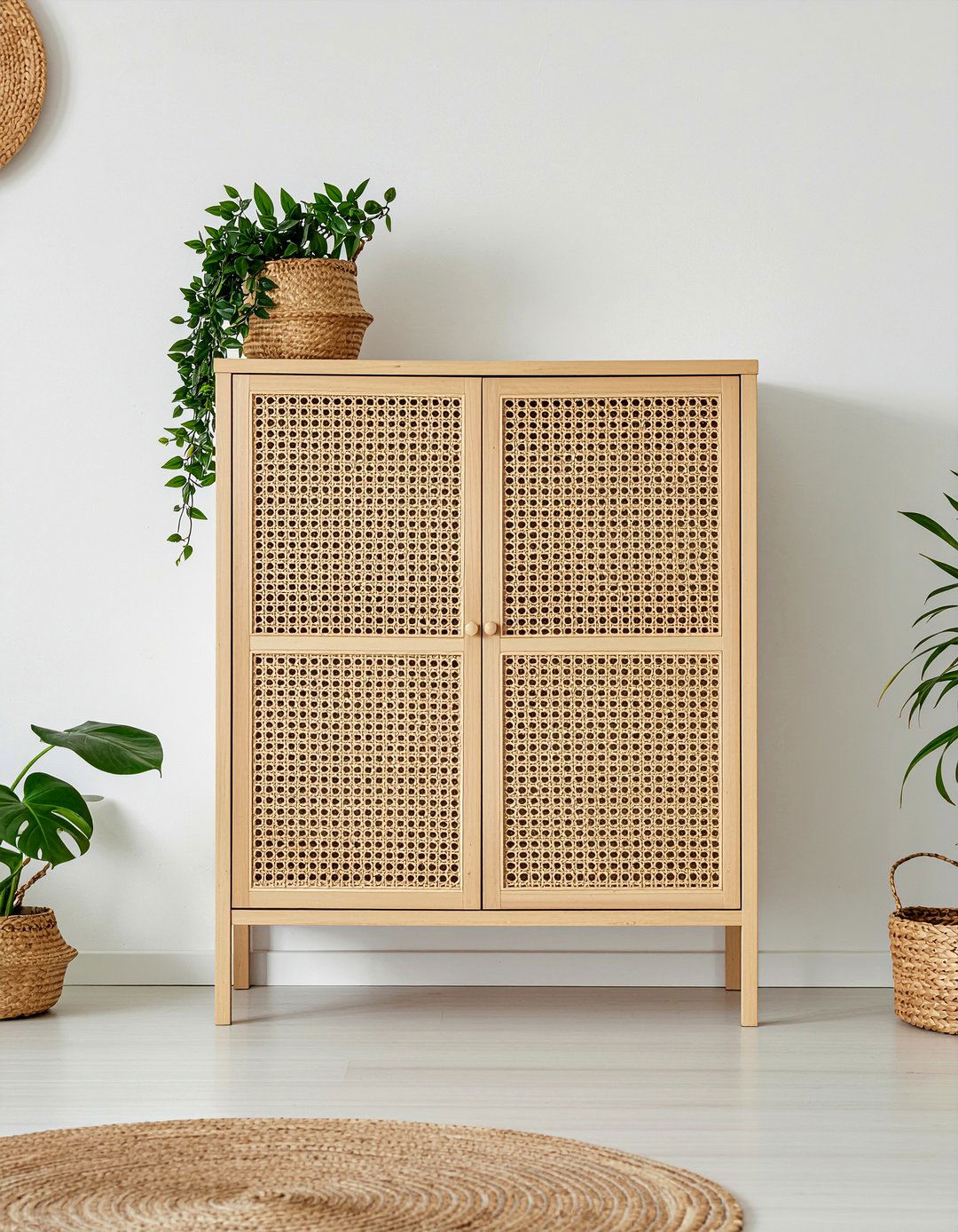 Rattan and cane wall unit - 30 living room wall unit ideas