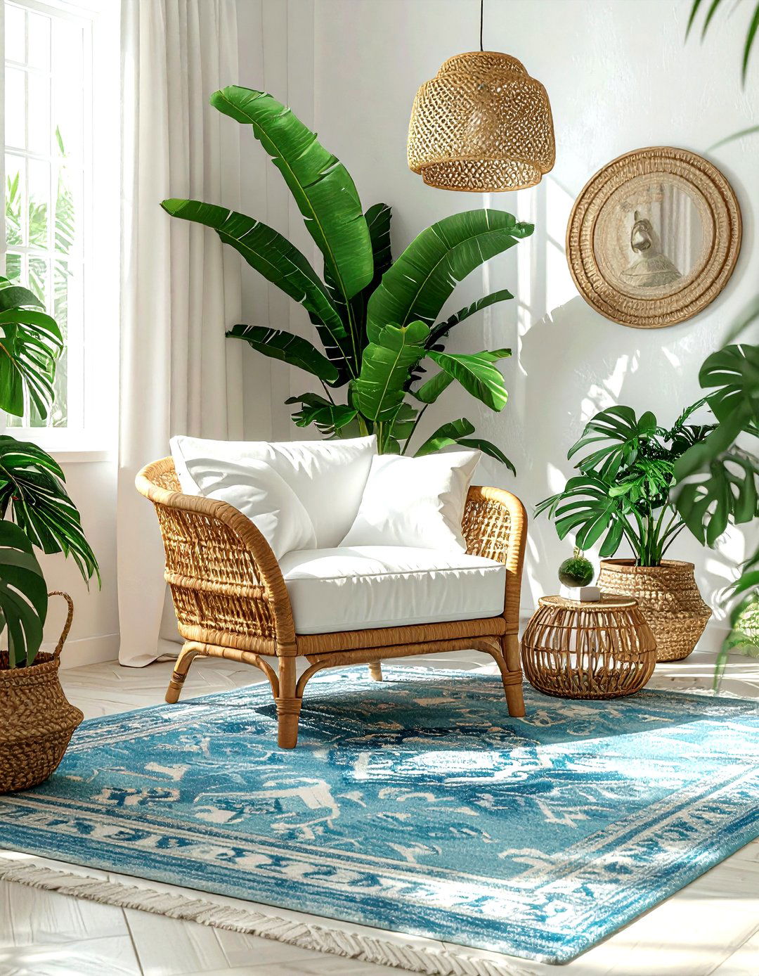 Rattan armchair - 30 living room reading chair ideas