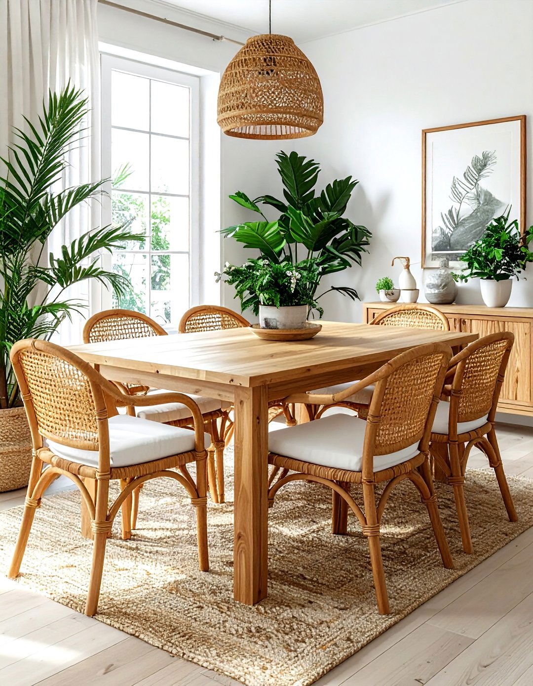 Rattan back dining chair - 30 armless dining chair ideas