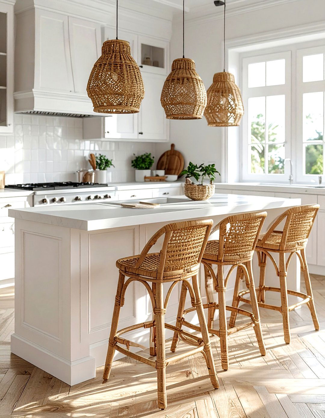 Rattan bar stools - 30 nautical dining room ideas