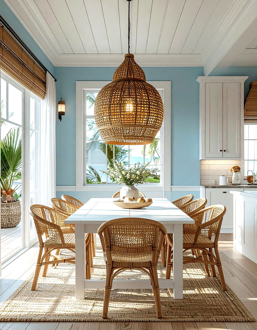 Rattan basket pendant - 30 kitchen accent lighting ideas