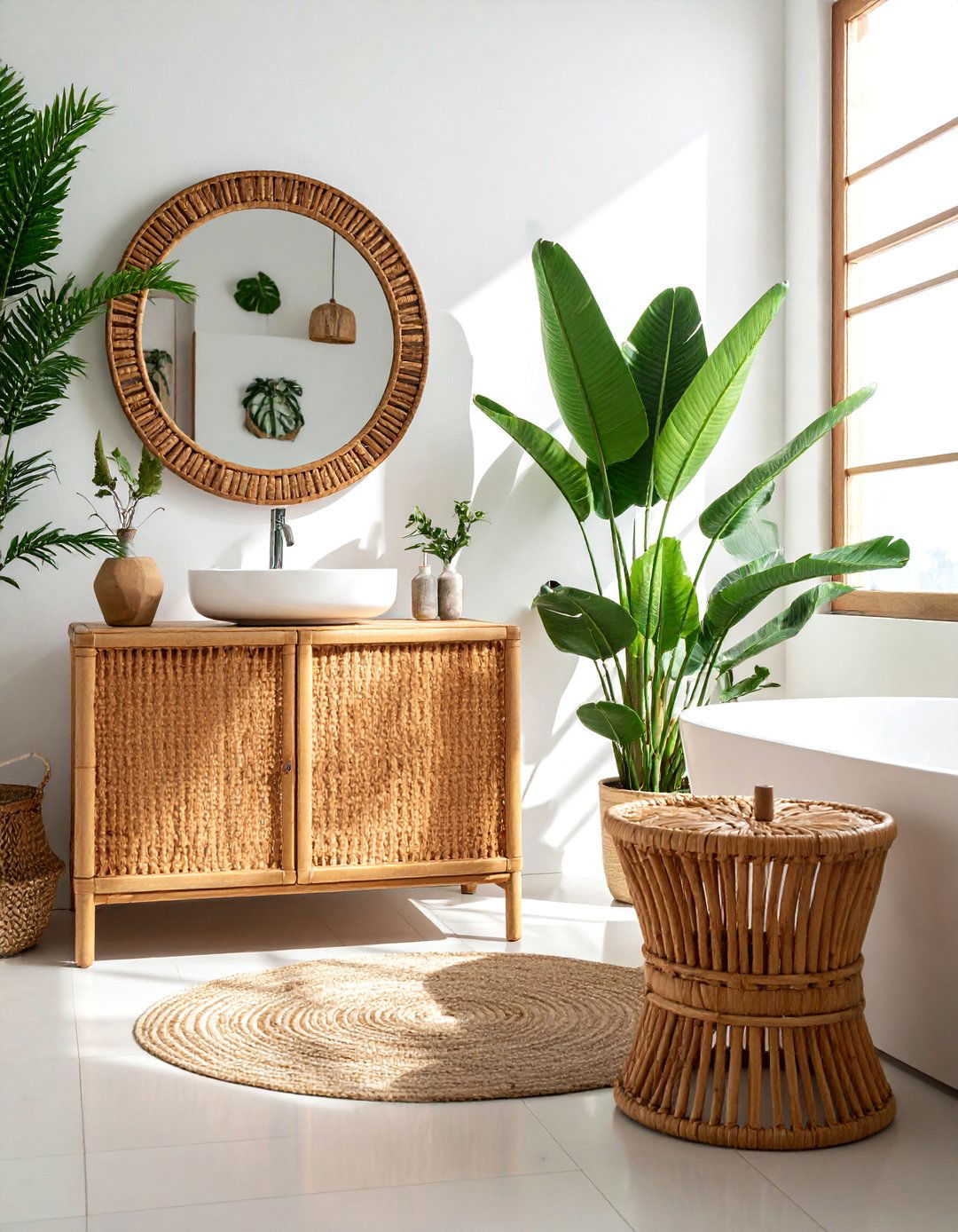 Rattan bathroom furniture - 30 boho bathroom ideas