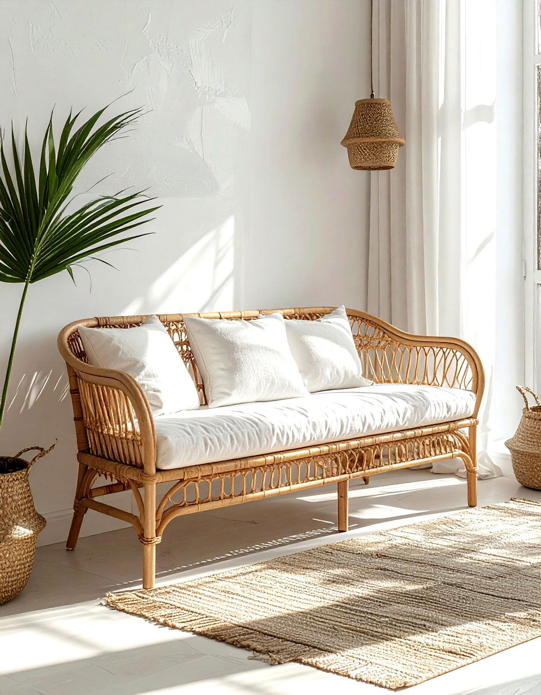 Rattan bench seat - 30 living room bench seat ideas