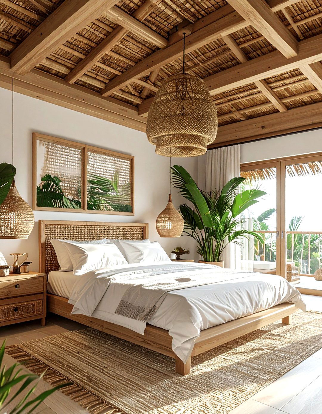 Rattan ceiling - 30 bedroom ceiling design ideas