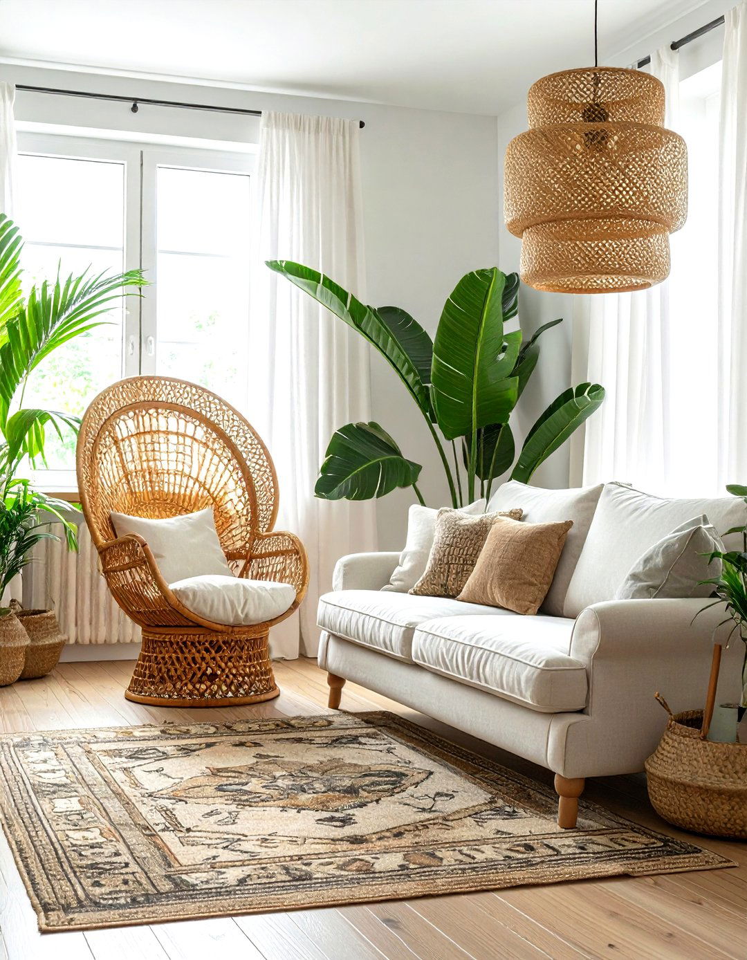 Rattan decor living room - 30 living room texture layering ideas