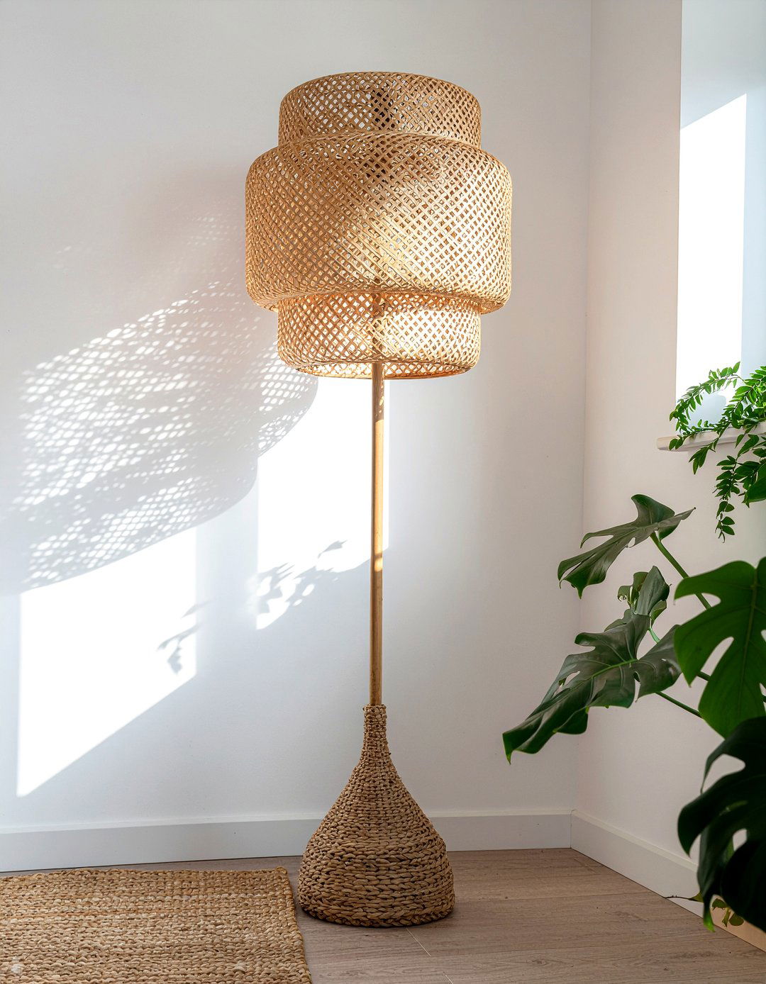 Rattan floor lamp - 30 living room floor lamps