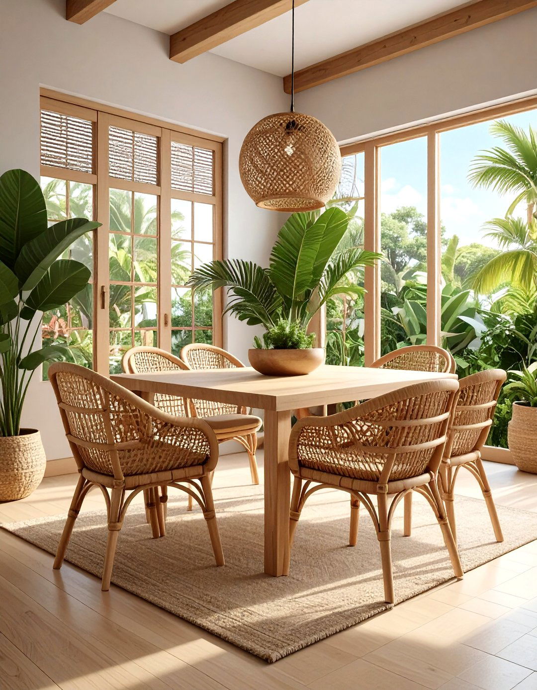 Rattan furniture dining room - 30 spacious dining room ideas