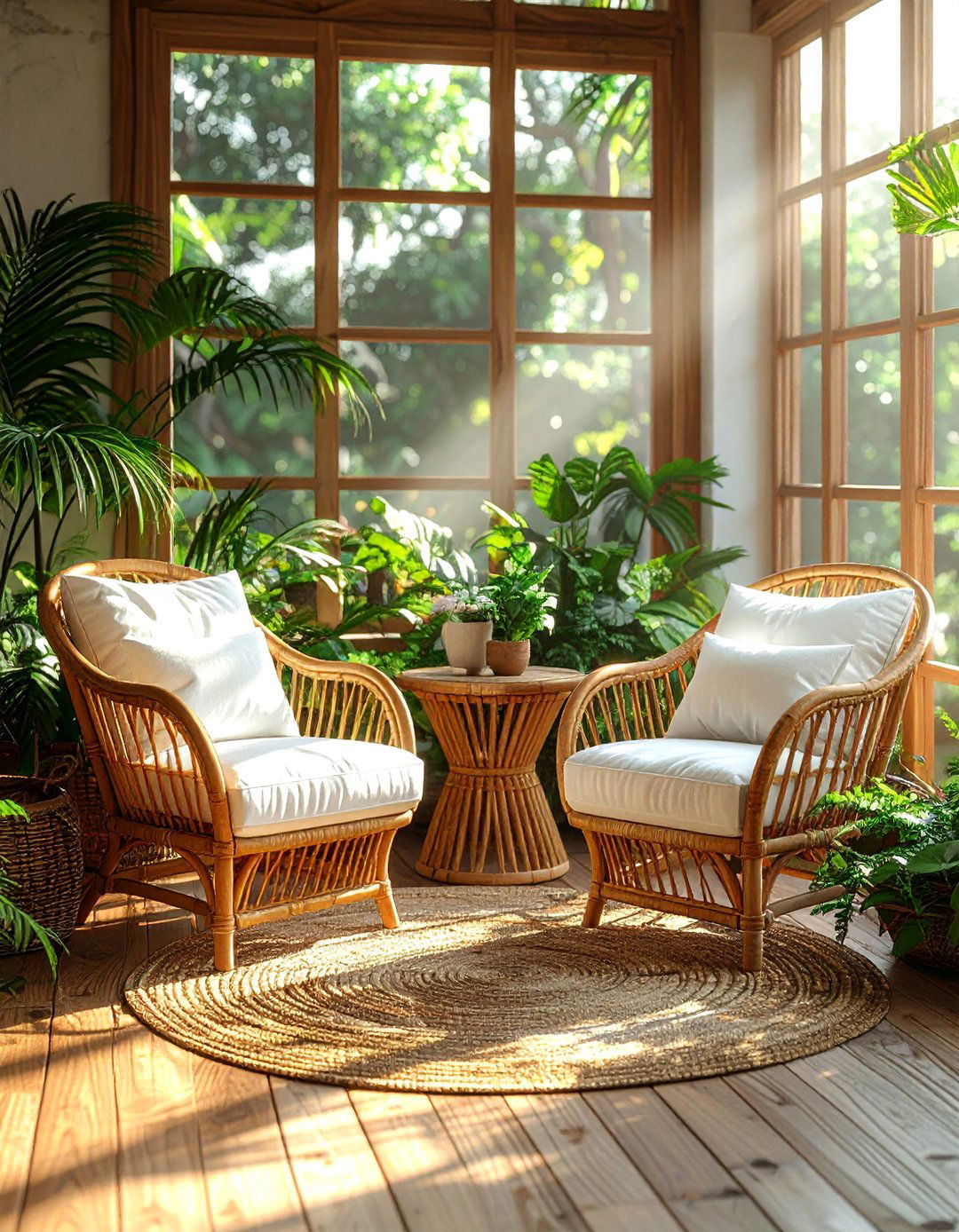 Rattan furniture set - 30 nature-inspired decor ideas