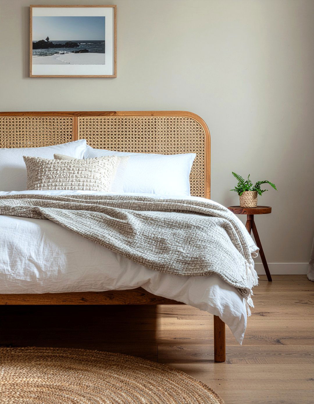 Rattan headboard - 30 New England bedroom ideas