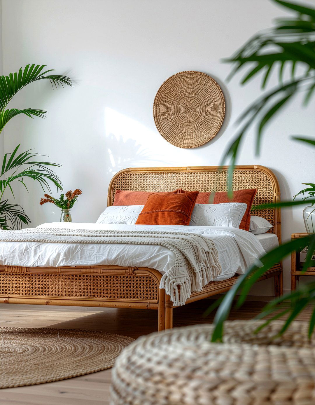 Rattan headboard bed - 30 bedroom bed frames