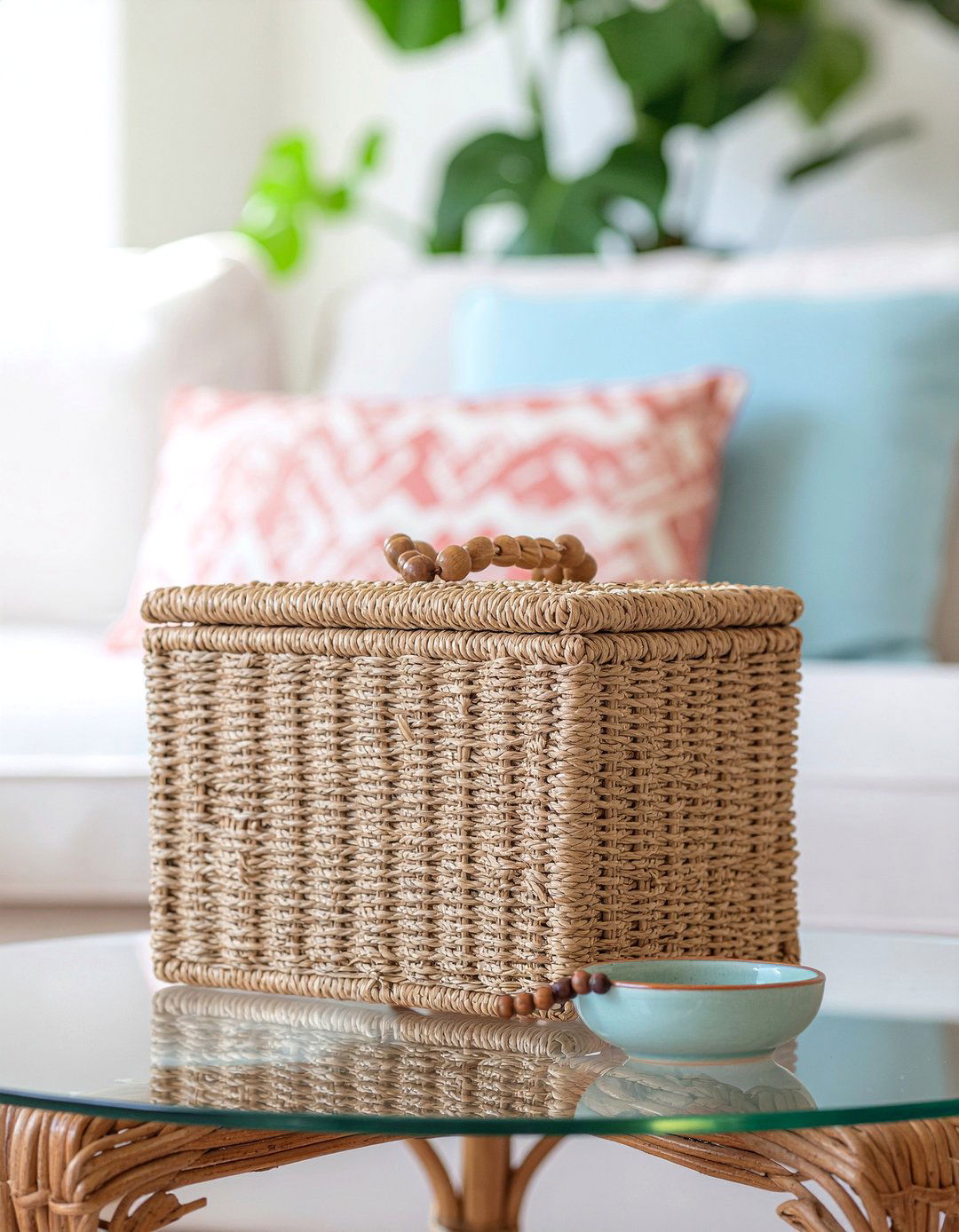 Rattan lidded box - 30 living room storage box ideas