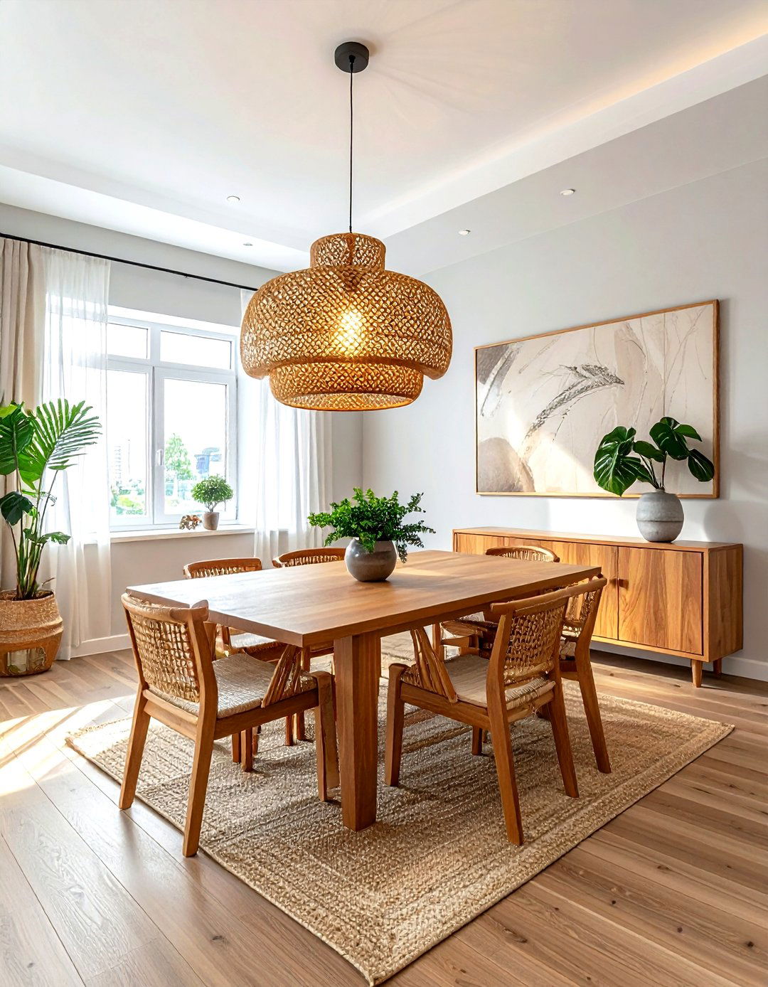 Rattan light fixture - 30 decor glow-up ideas