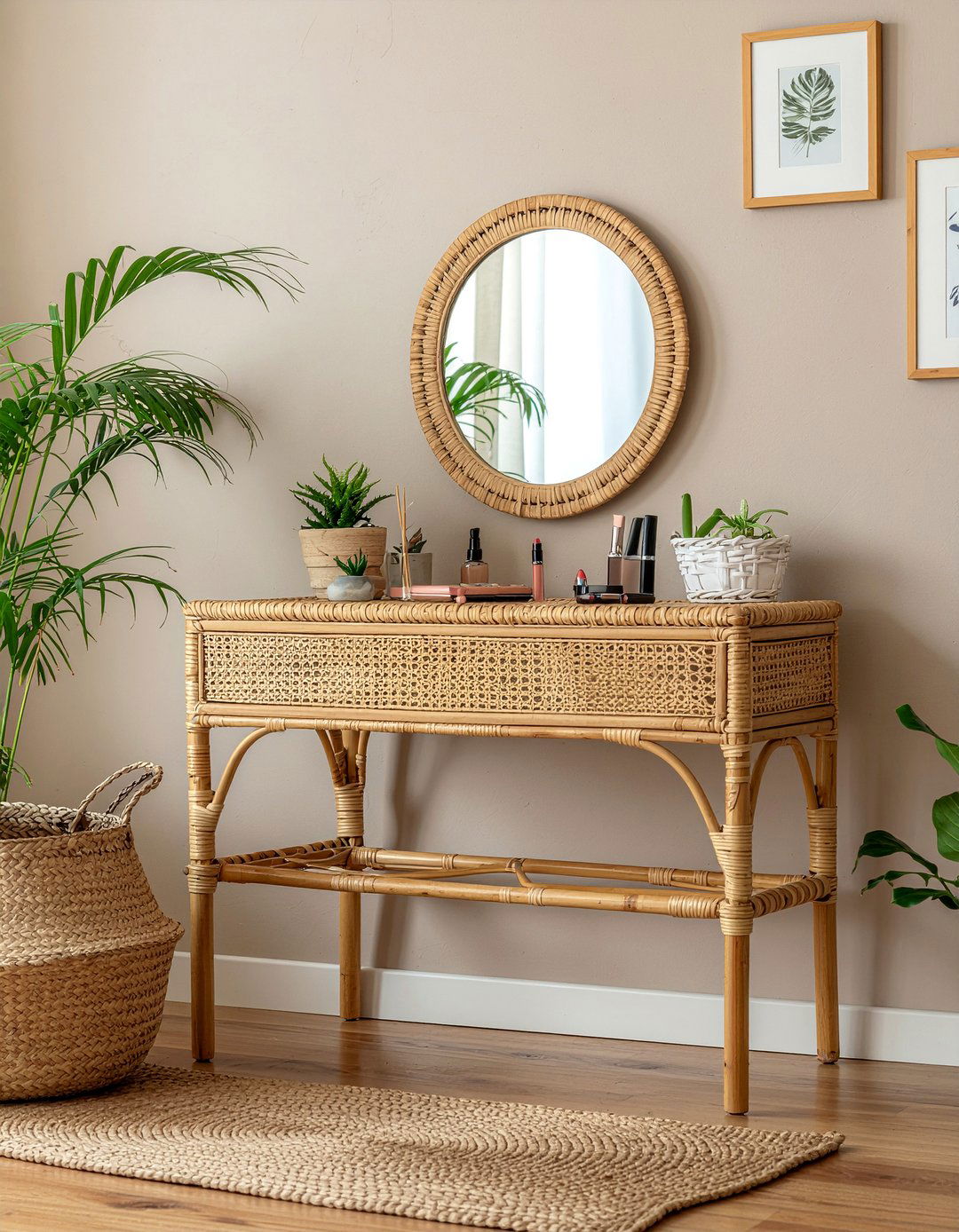 Rattan makeup vanity - 30 bedroom makeup vanities