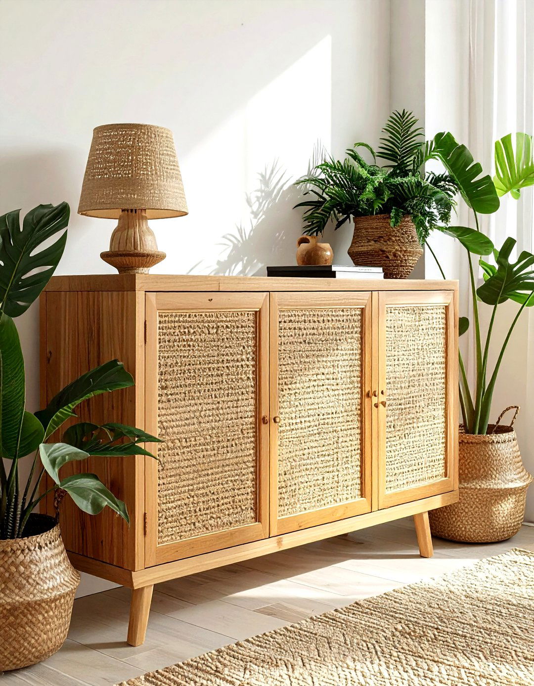 Rattan media cabinet - 30 living room media cabinet ideas