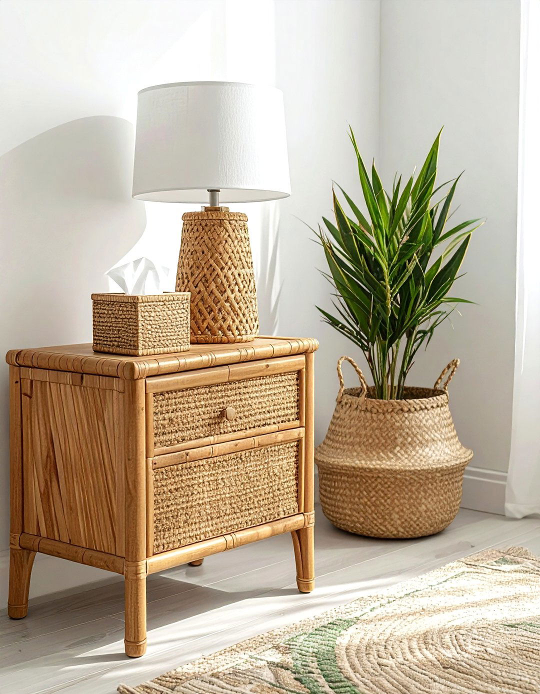 Rattan nightstand decor - 30 nightstand styling ideas