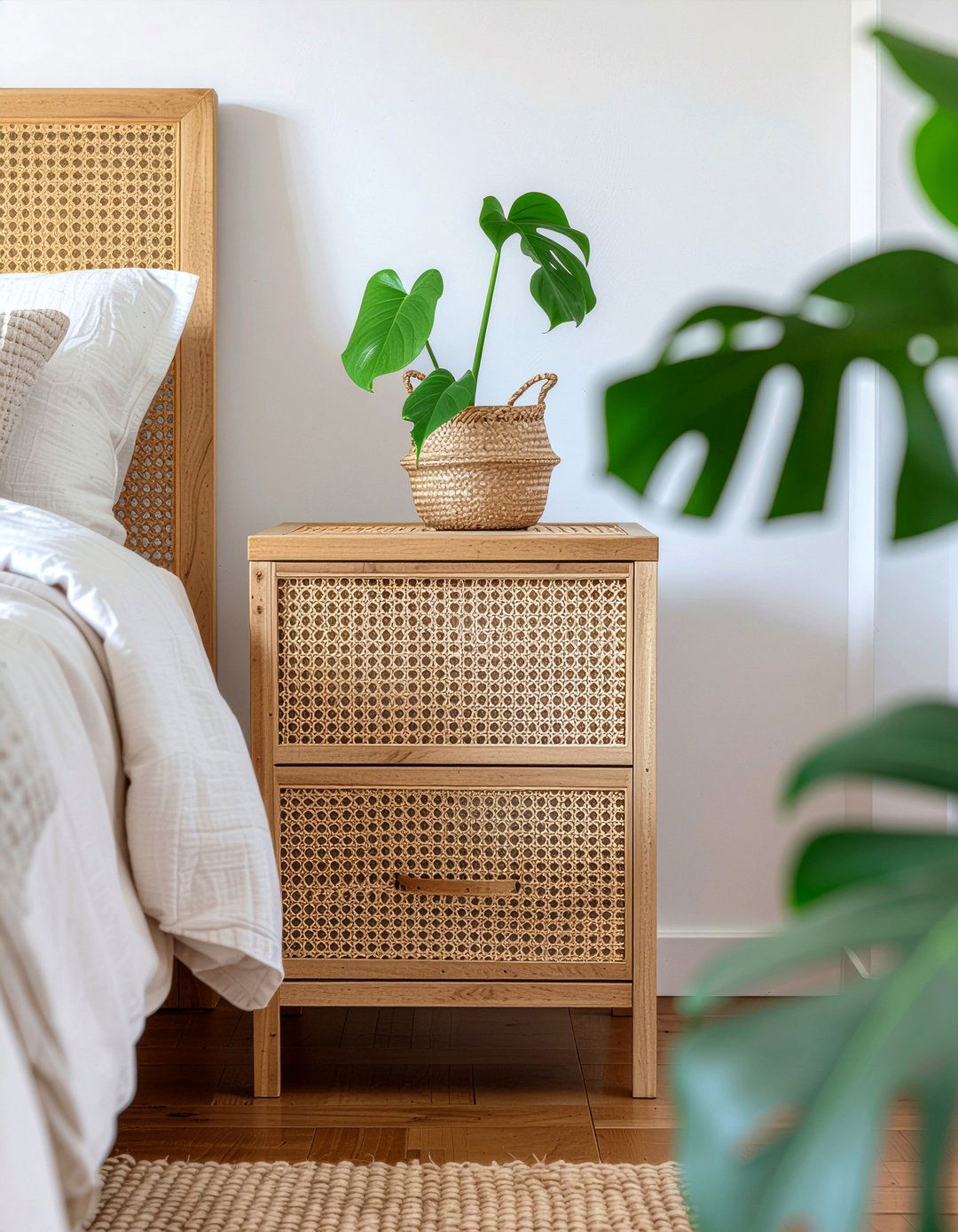 Rattan nightstand - 30 bedroom modern nightstands