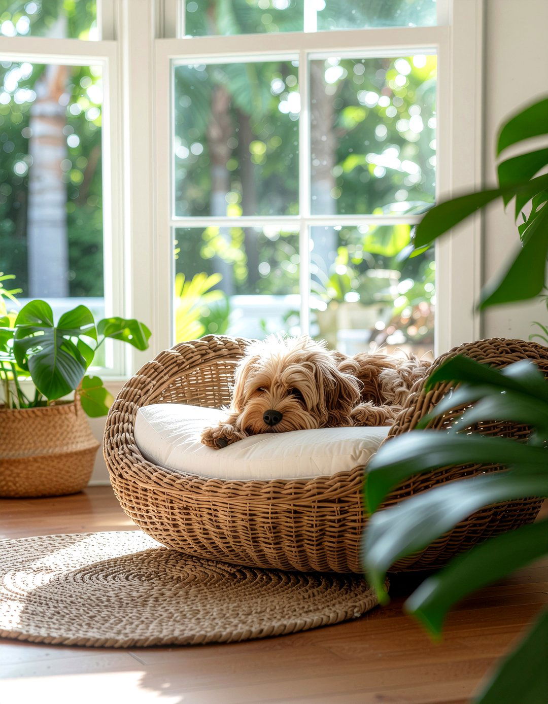 Rattan pet lounger - 30 pet bed ideas