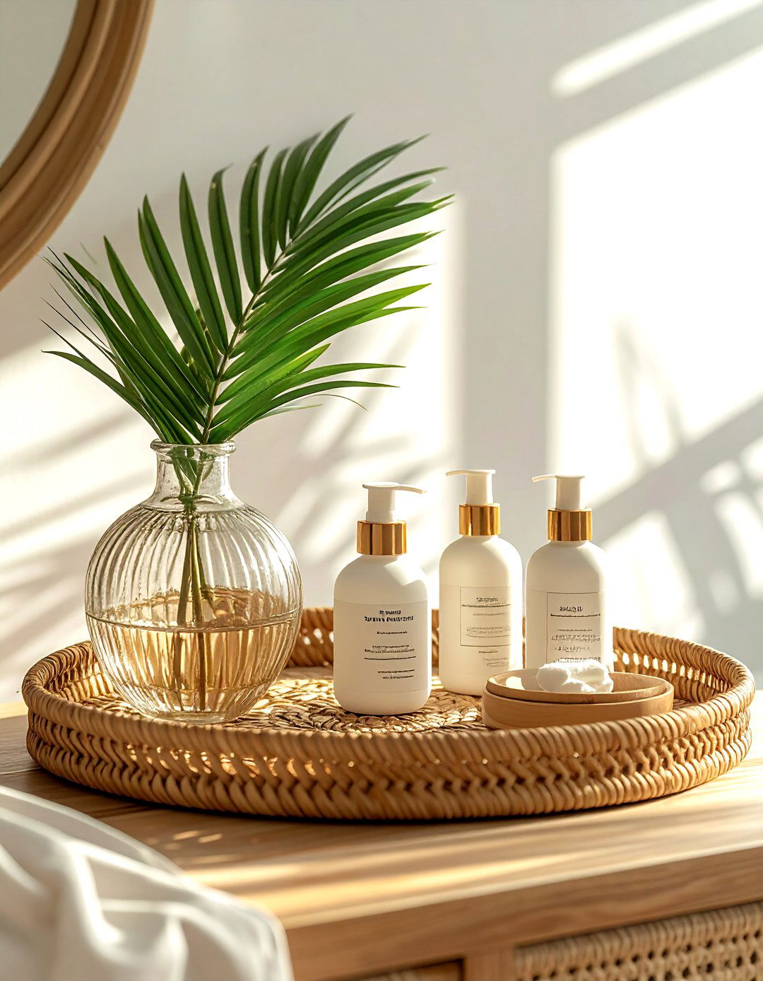 Rattan vanity tray - 30 vanity tray ideas