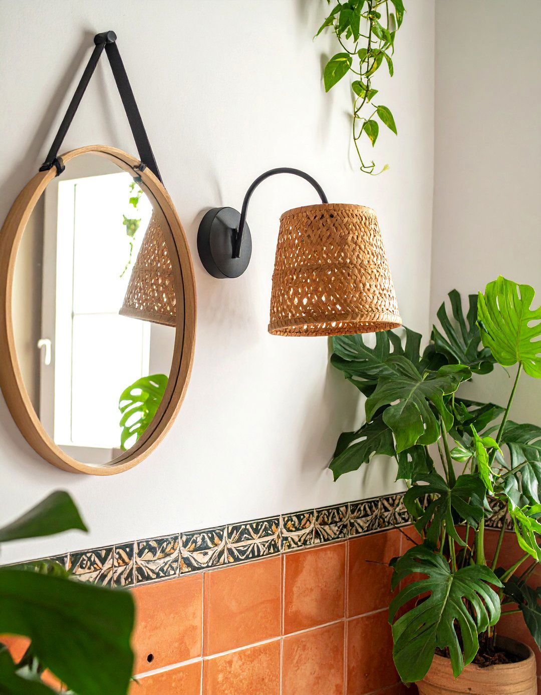 Rattan wall sconce - 30 bathroom sconce ideas