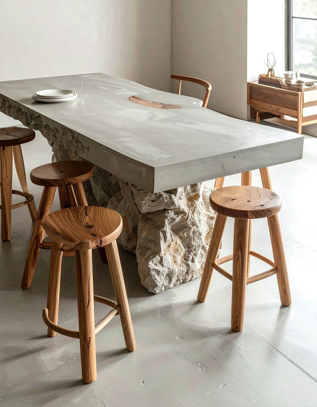 Raw Edge Concrete Table - 30 concrete dining table ideas