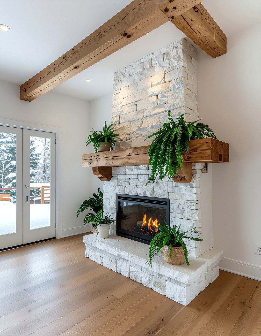 Raw Wood Beam Mantel - 30 fireplace surround ideas