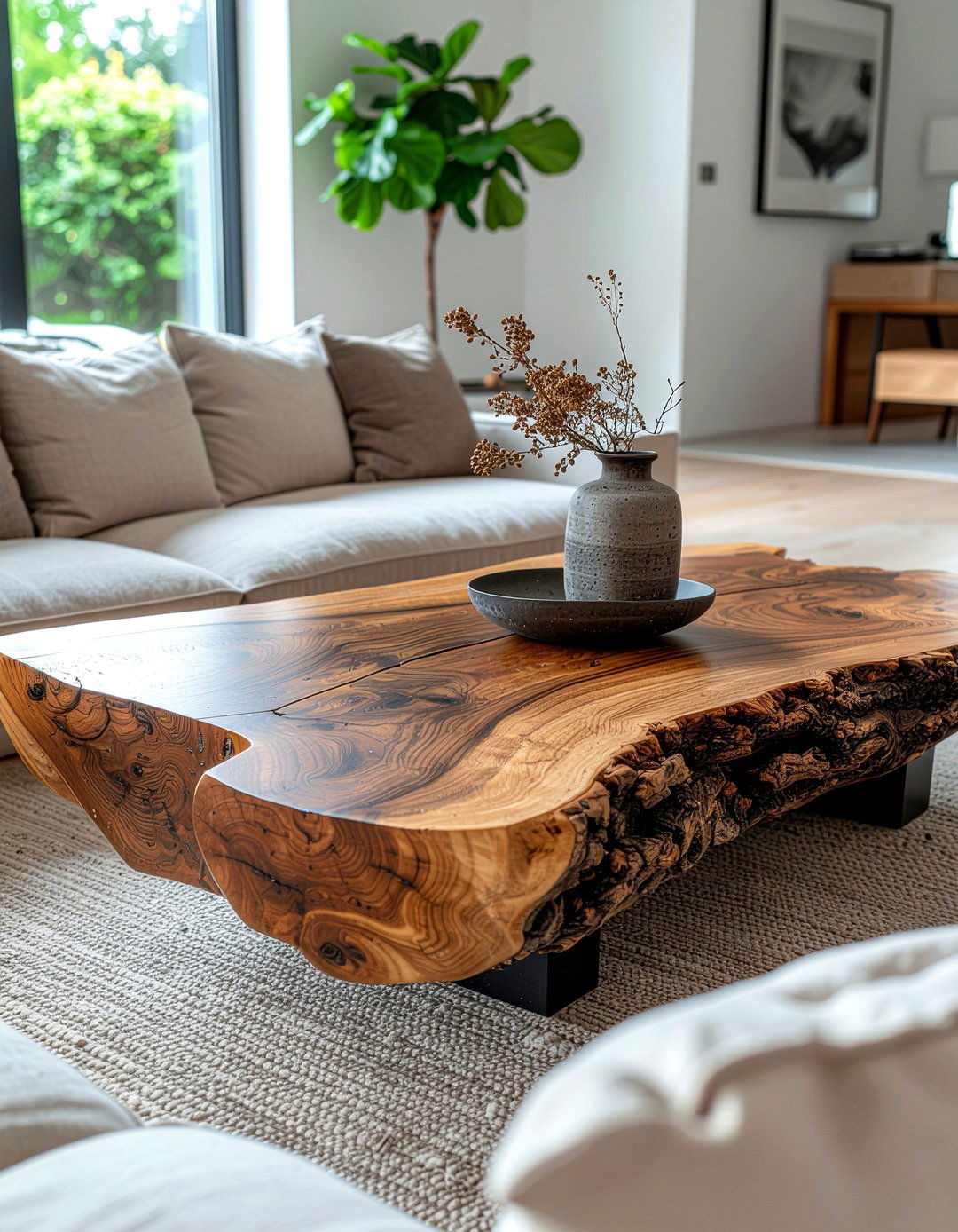 Raw Wood Coffee Table Living Room - 30 nature themed living room ideas