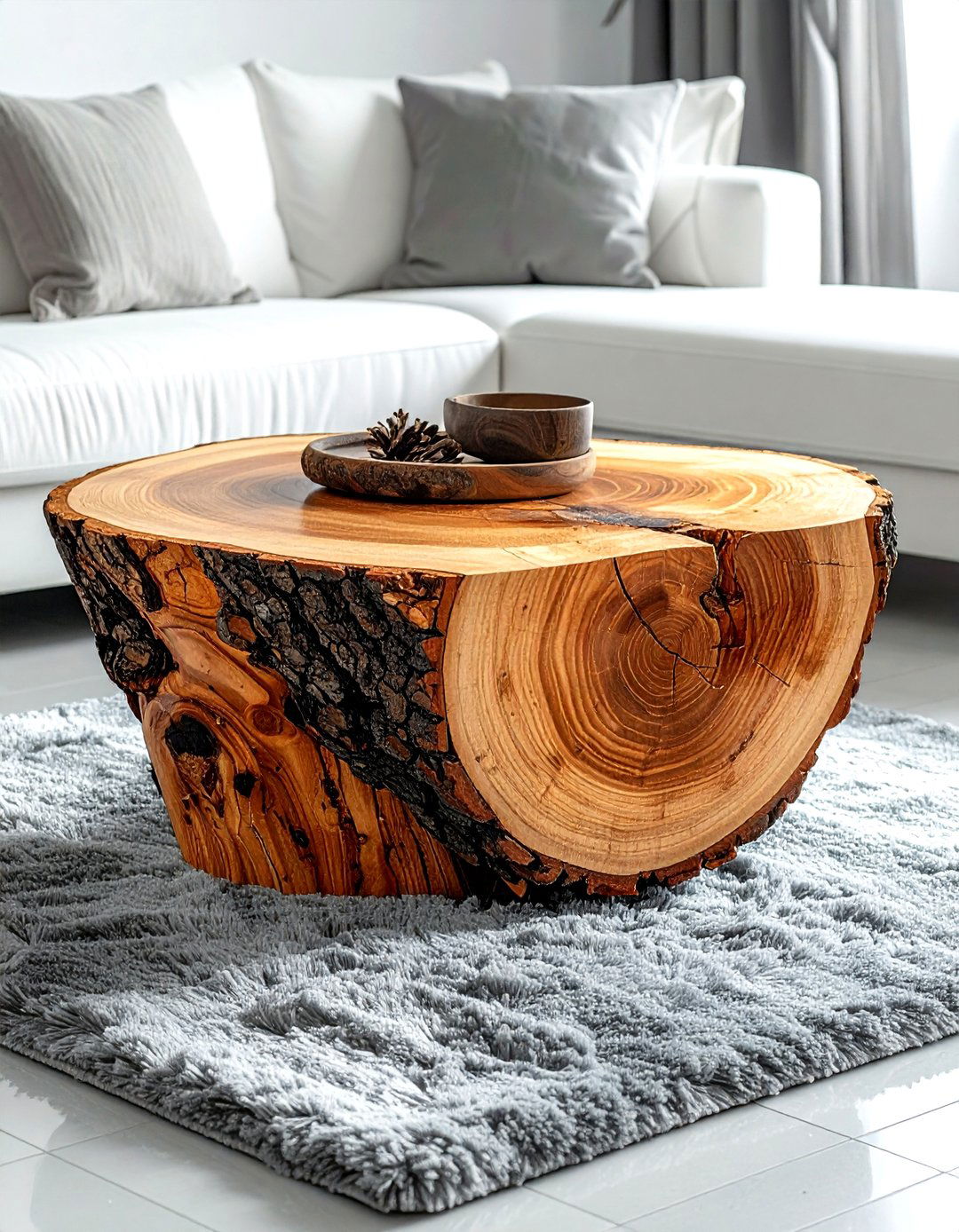 Raw Wood Coffee Table - 30 natural wood decor ideas