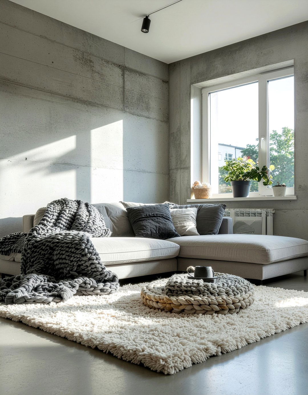 Raw concrete living room - 30 concrete wall living room ideas