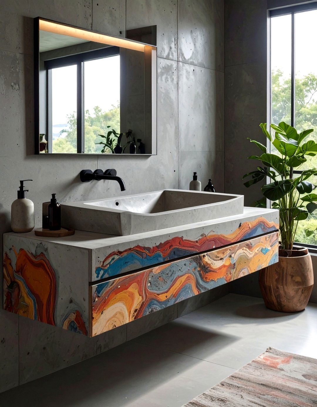 Raw concrete sink - 30 concrete sink ideas