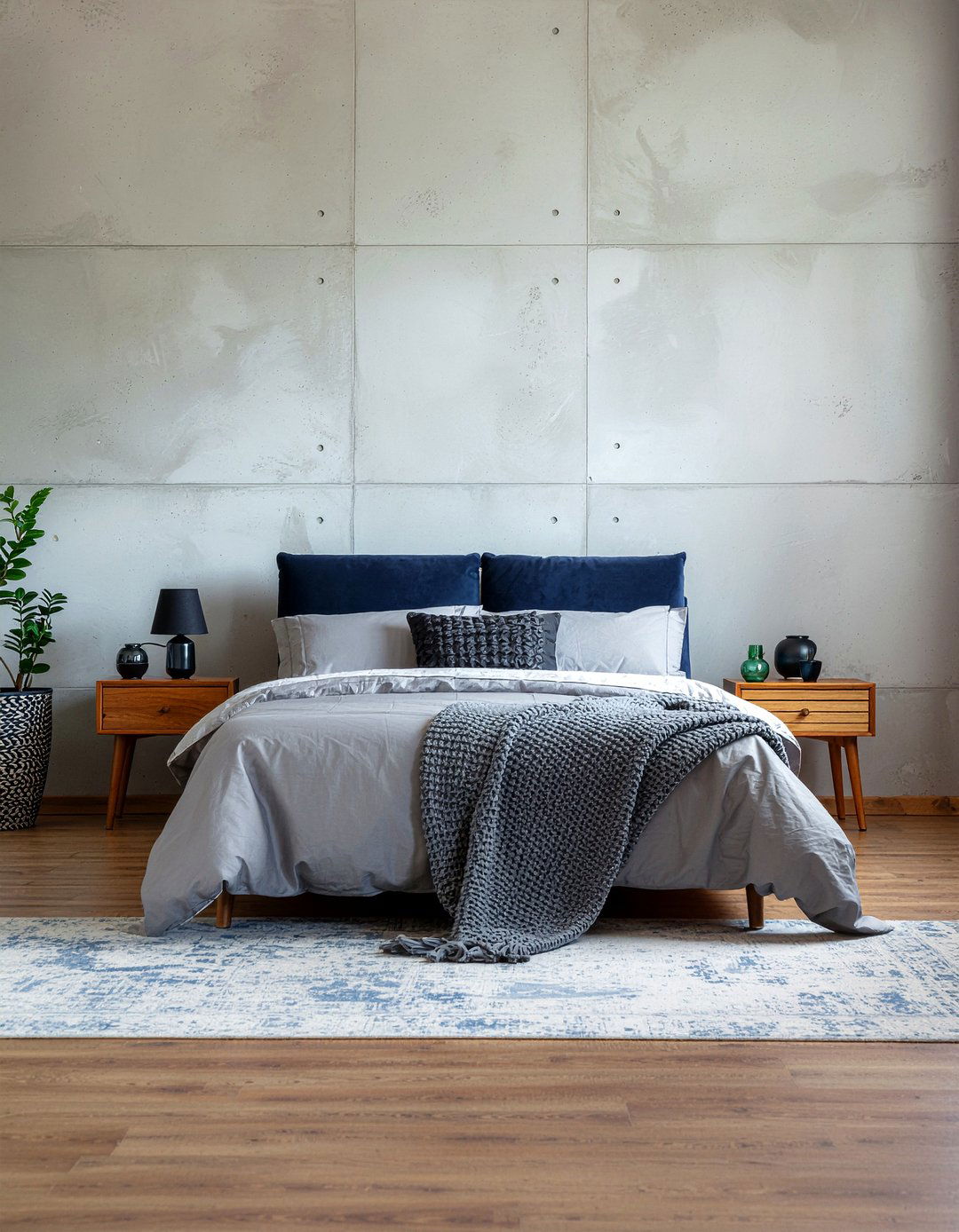 Raw concrete wall - 30 concrete bedroom ideas