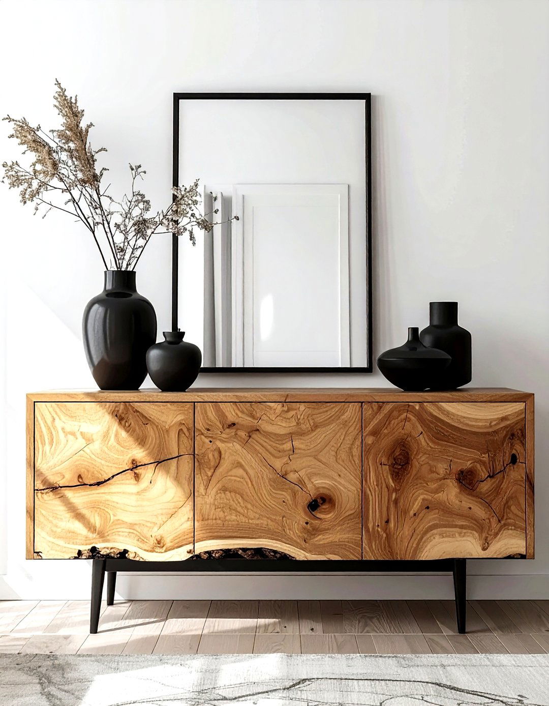 Raw wood sideboard - 30 living room industrial furniture ideas